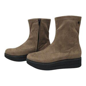 Bussola Portofino Platform Ankle Boot Womens Size US 6.5 EU 37 Side Zip Taupe